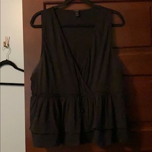 JCREW - TIE WAIST TIERED TANK - BLACK - XL